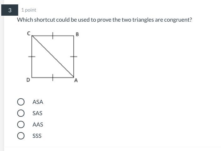 Which shortcut could be used to prove the two triangles are congruent?-example-1