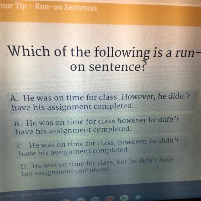 Which of the following is a run/on sentence-example-1