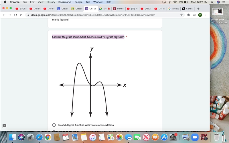 Consider the graph shown. Which function could this graph represent-example-1