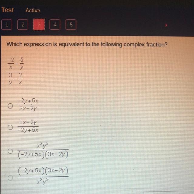 Which expression is equivalent to the following fraction?-example-1