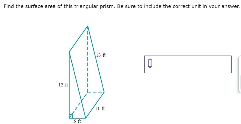 Find the surface area of this triangular prism. Be sure to include the correct unit-example-1