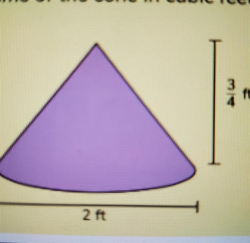 A cone and its dimension are shown in the diagram. Find the volume of the cone in-example-1