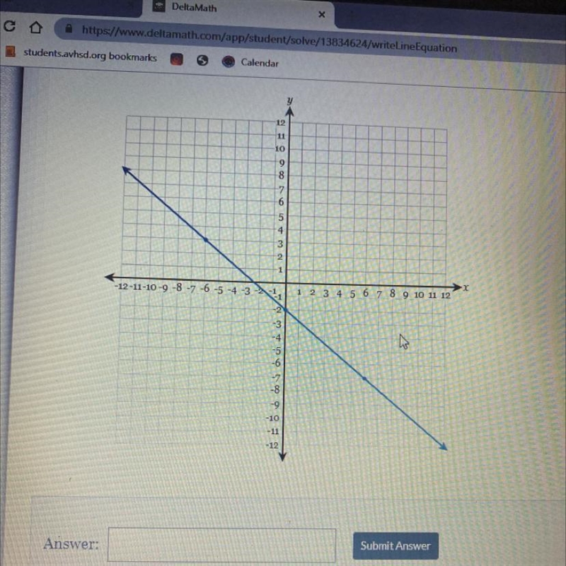 Write the equation of the line in fully simplified slope-intercept form.-example-1