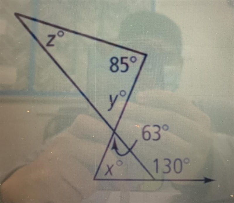 ￼find the missing angle measures. Y = 63 Z = ? X = ? Can someone tell me the answer-example-1