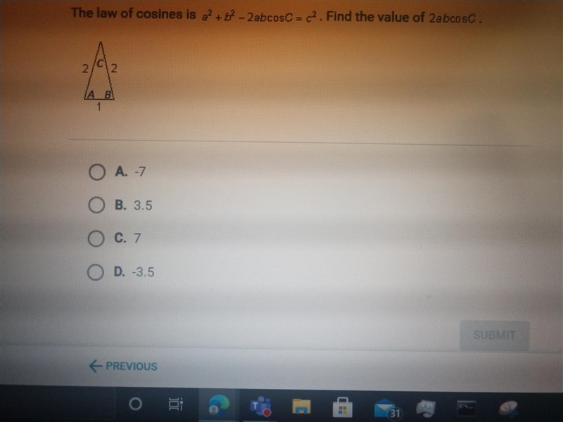 Find the value of 2abcosC.-example-1