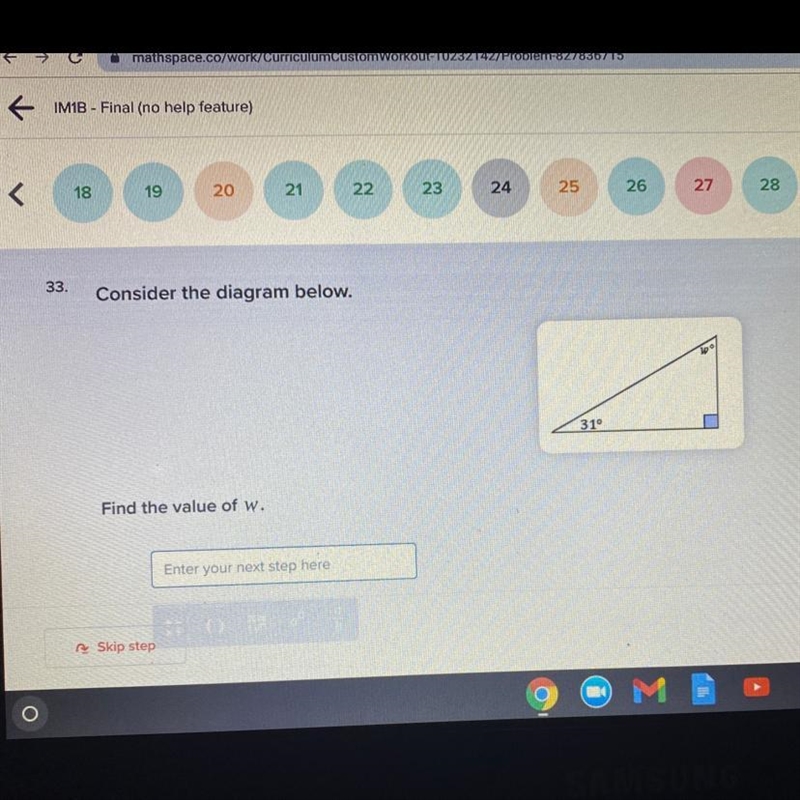 Find the value of w°-example-1