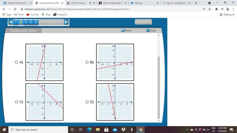 Which graph below shows a line that contains ordered pairs that are solutions of the-example-1