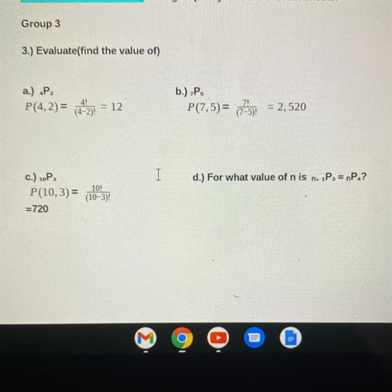 For what value n is 1P3 =nP4?-example-1