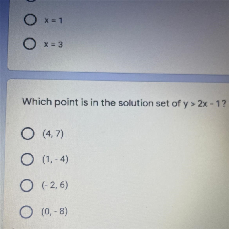 Which point is in the solution set of y > 2x - 1-example-1