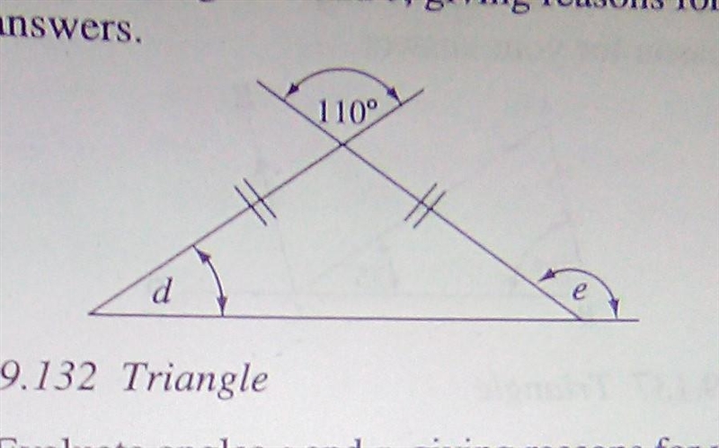 Evaluate angles d and e, giving reason for your answer​-example-1