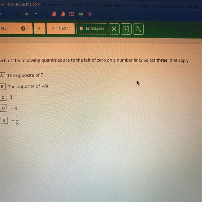 Which of the following quantities are to the left of zero on a number line? Select-example-1