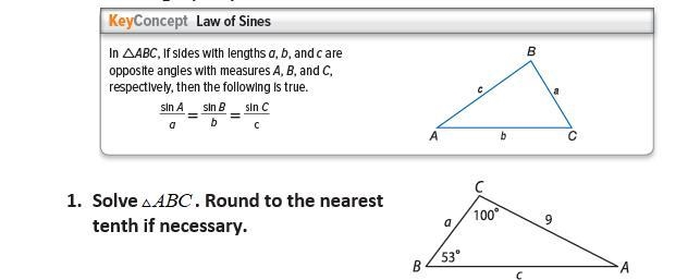 Solve AABC. Round to the nearest tenth if necessary.-example-1