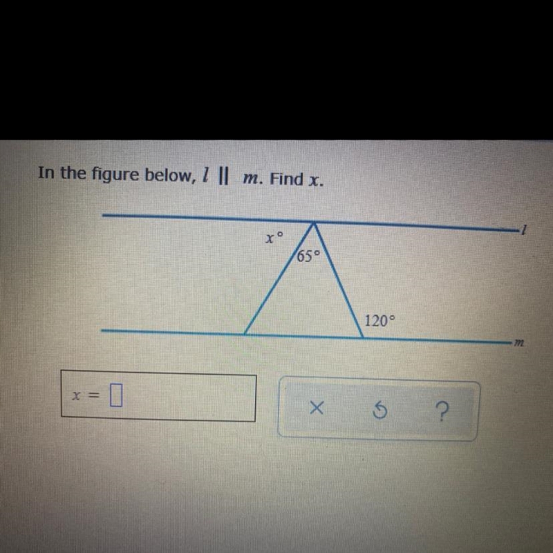 In the figure below, 7 || m. Find x.-example-1