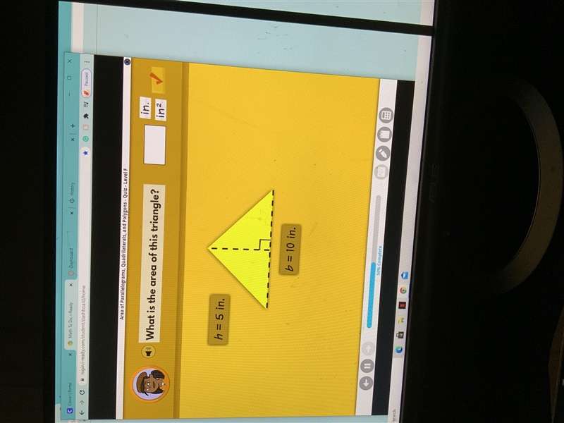 What is the area of the triangle Please answer quick-example-1