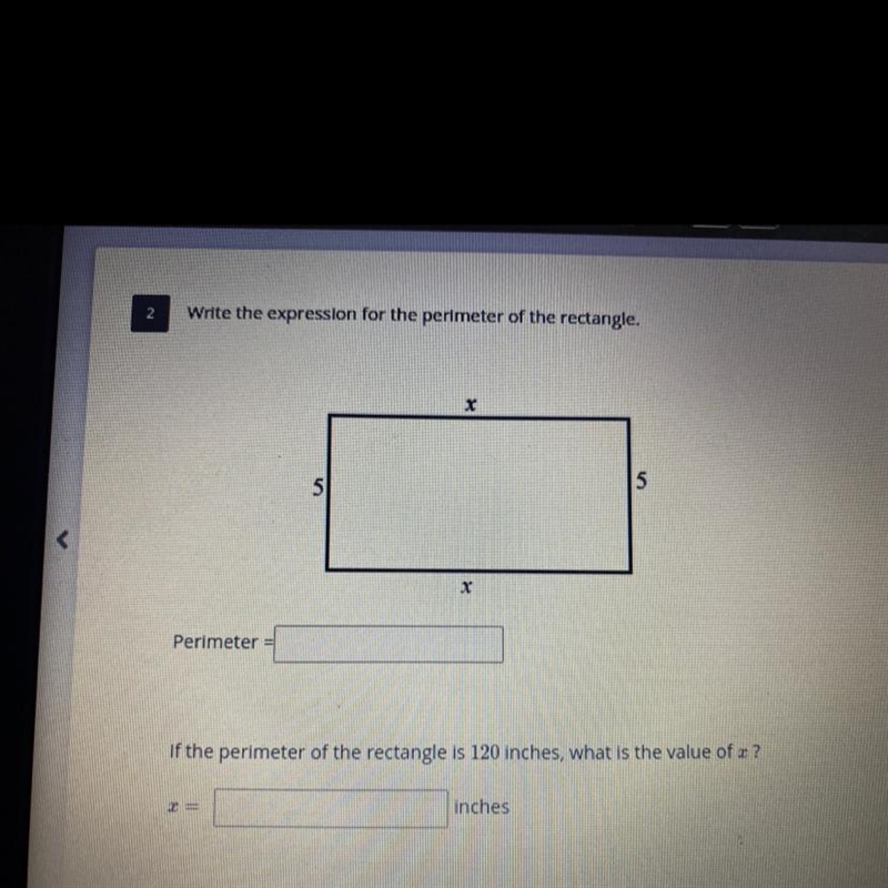 Write the expression for the perimeter of the rectangle Perimeter= If the perimeter-example-1