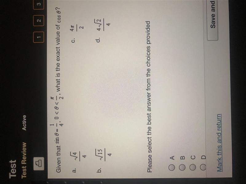 What is the exact value of cos theta?-example-1