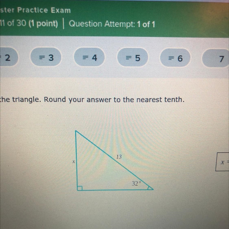 Solve for x in the triangle. Round your answer to the nearest tenth. 13 32°-example-1