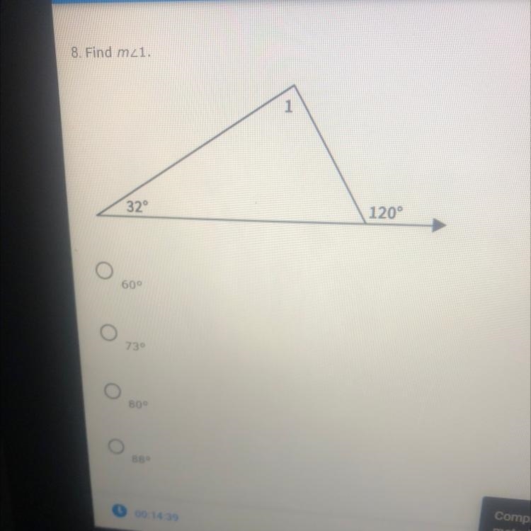 Find M<1, 32 degrees and 120 degrees-example-1