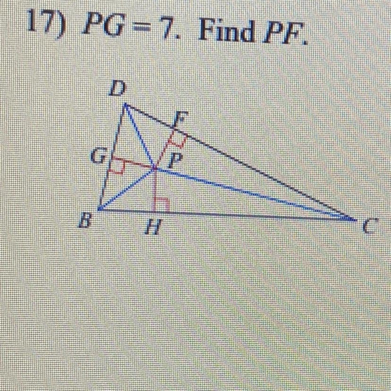 17) PG = 7. Find PF.-example-1