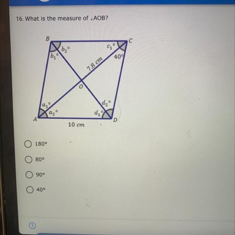 16. What is the measure of ZAOB?-example-1