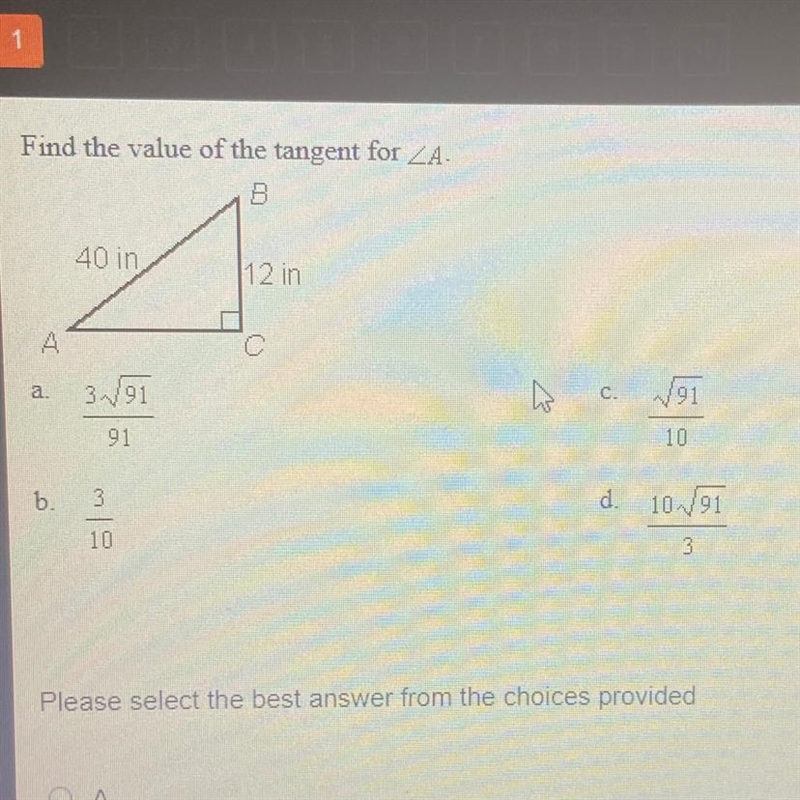 Find the value of the tangent for-example-1