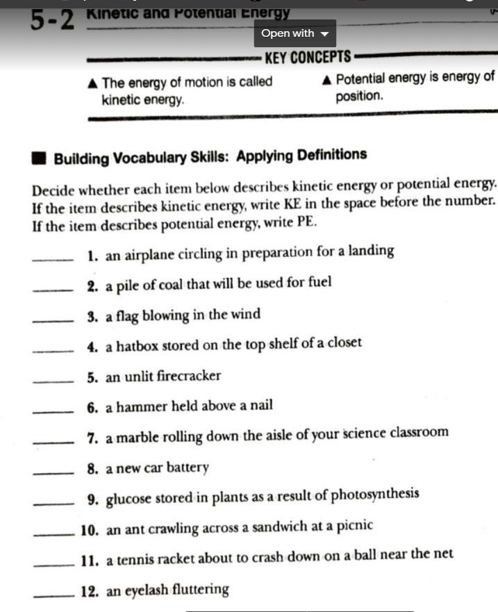 HELP ME WRITE IF THEY R POTENTIAL OR KINETIC PLS ITS DUE IN 20 MINS-example-1