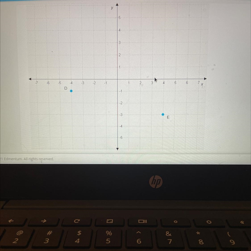 What is the appoximate distance between points d and e round your answer to the nearest-example-1