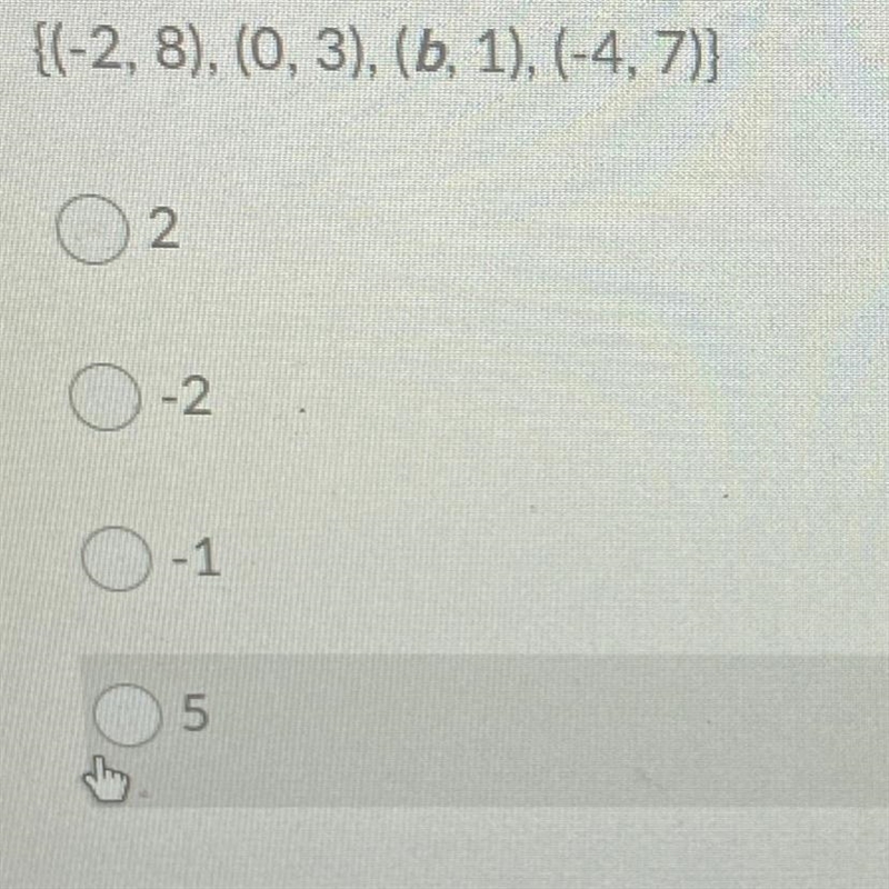 Choose a value for B so that the relation below is not a function-example-1