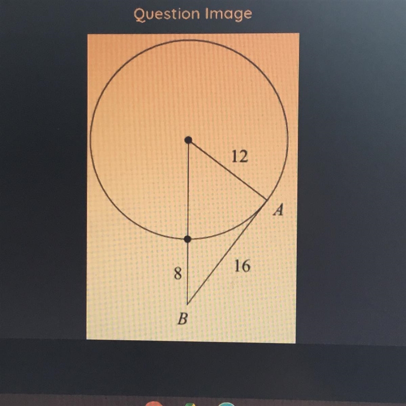 Determine if line AB is tangent to the circle. Type your answer below and EXPLAIN-example-1