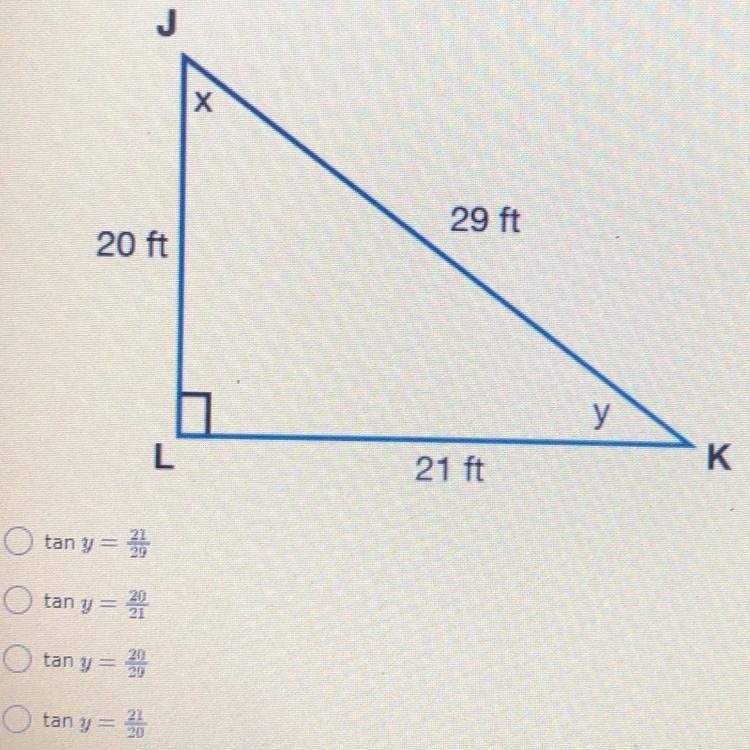 What is the tangent ratio of angle y?-example-1