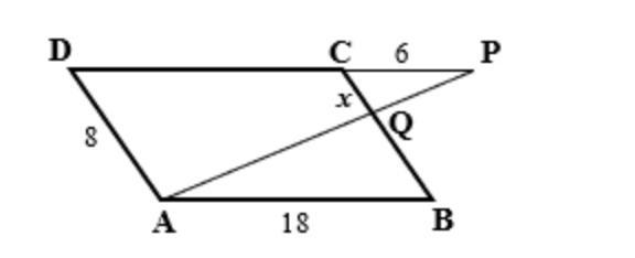 ABCD- parallelogram, If the perimeter of Triangle CPQ is 15cm, Find the perimeter-example-1