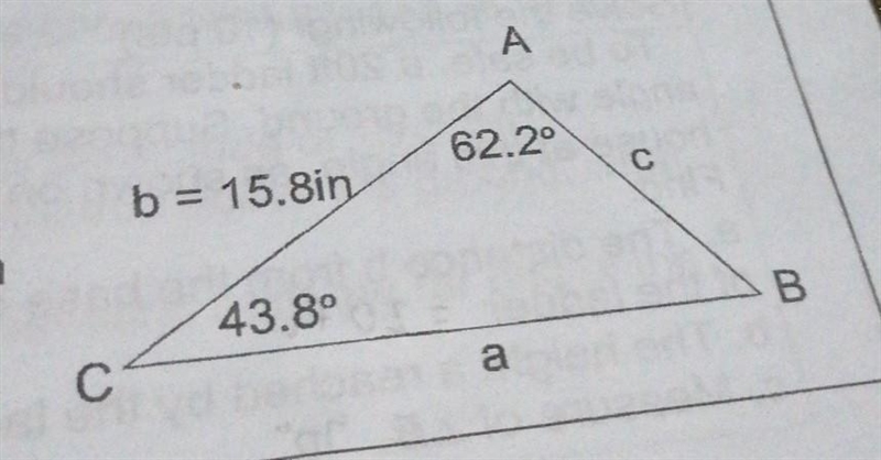 Solve for the missing sidebof the triangle shown in the figure​-example-1