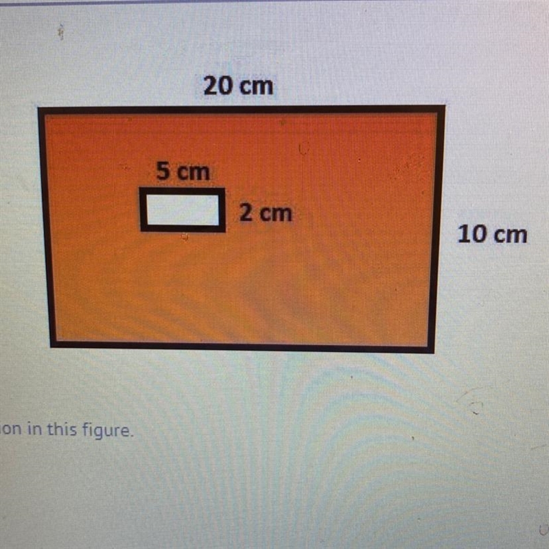 Find the area of the shaded region in this figure. A) 10 cm2 B) 190 cm2 C) 200 cm-example-1