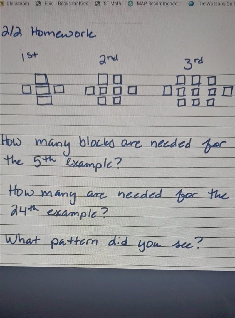 How many blocks are needed for the 5th example?​-example-1