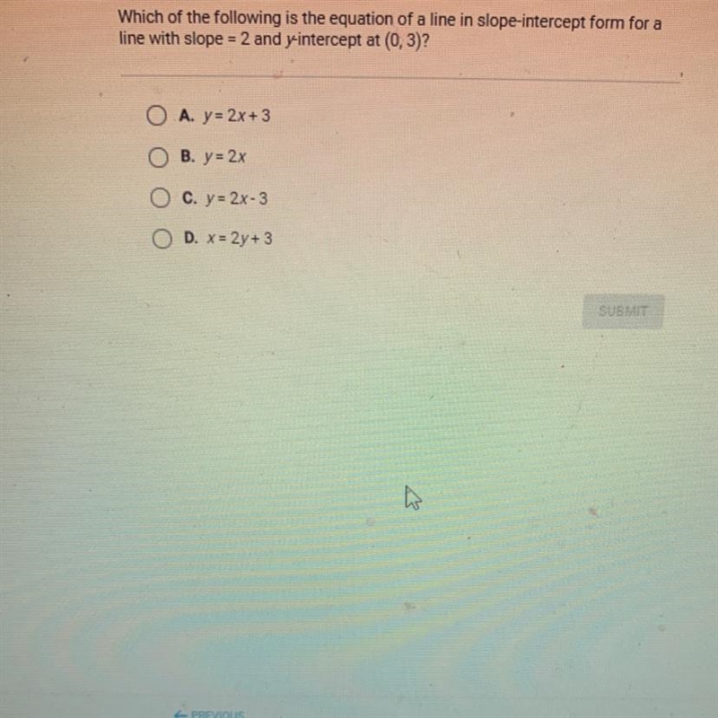 Which of the following is the equation of a line in slope-intercept form for a line-example-1