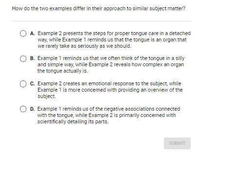 how do the two examples differ in their approach to similar subject matter? A example-example-2