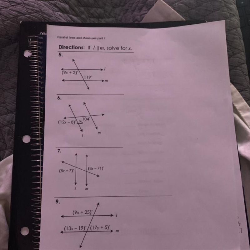 Directions: If l || m, solve for HELP ILL GIVE THE EXTRA POINTS PLEASE !!!!-example-1