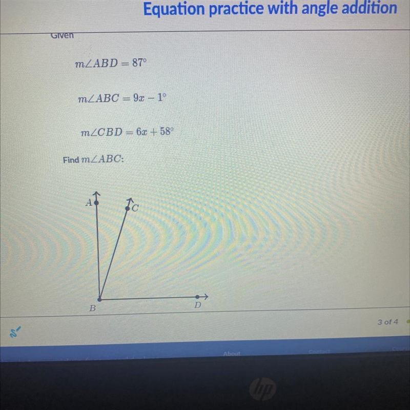 Please help. passed due! find angle ABC.-example-1