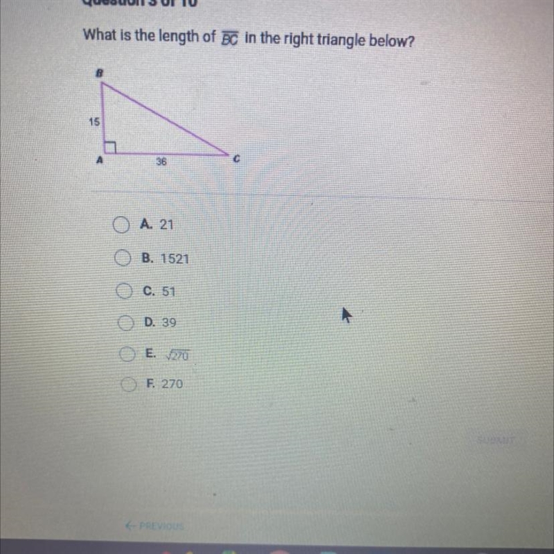 HELP!!!What is the length of BC in the right triangle below-example-1