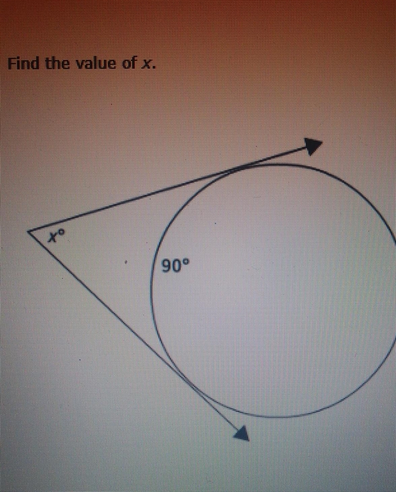 Find the value of x. a) 80 b) 90 c) 45 d) 60​-example-1