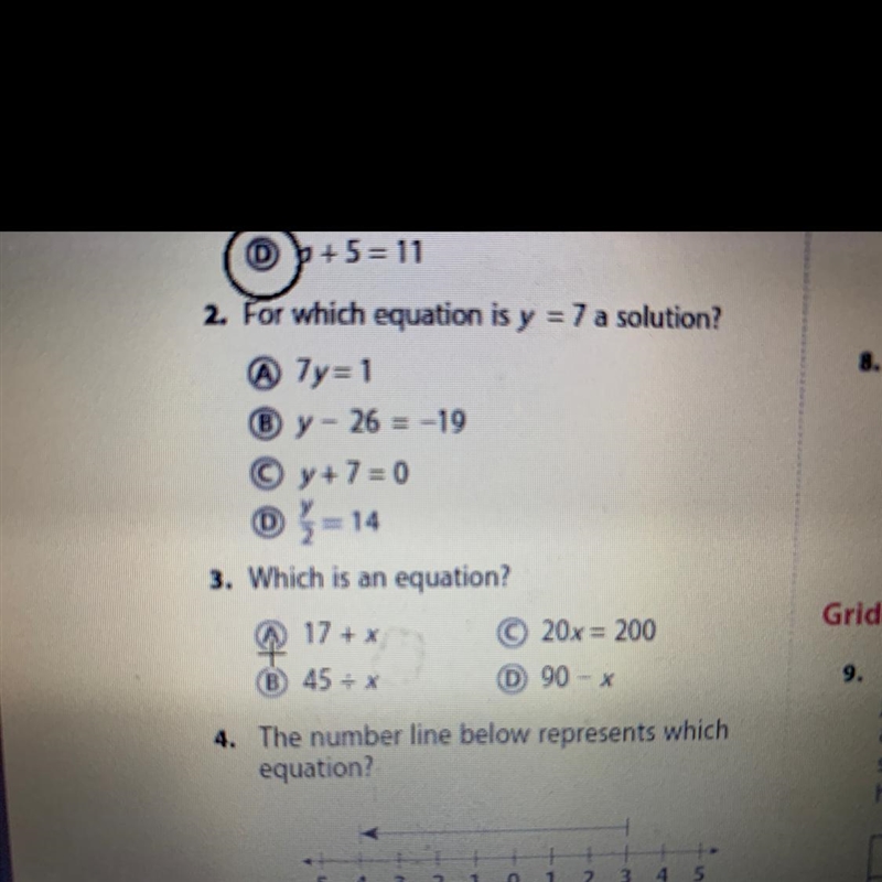 2. For which equation is y = 7 a solution 2 &. 3 Which is a equation-example-1