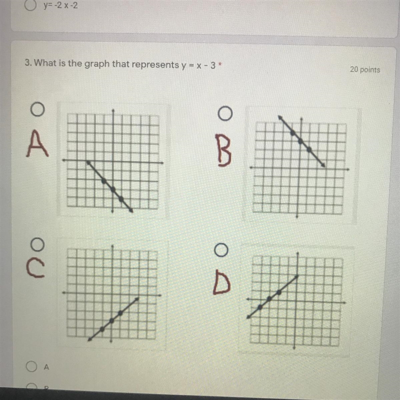 3. What is the graph that represents y = x-3-example-1