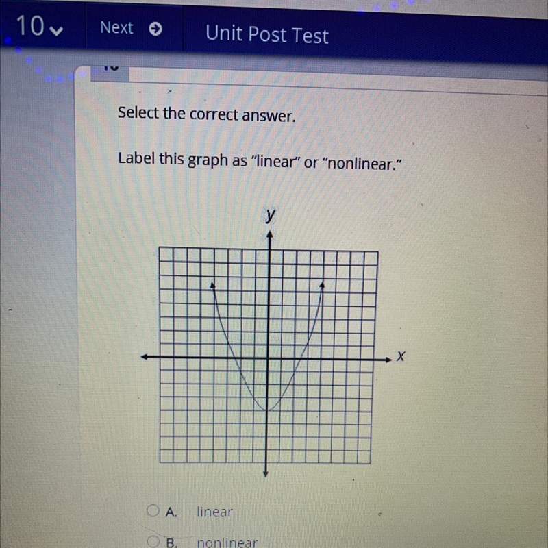 Label this graph as “linear” or “non linear”-example-1