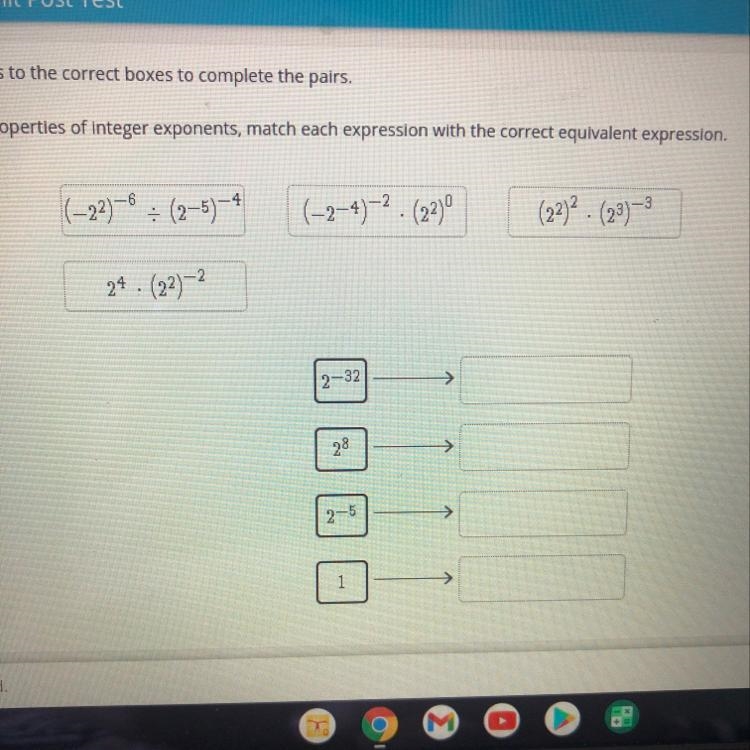 Drag the tiles to the correct boxes to complete the pairs. Using the properties of-example-1