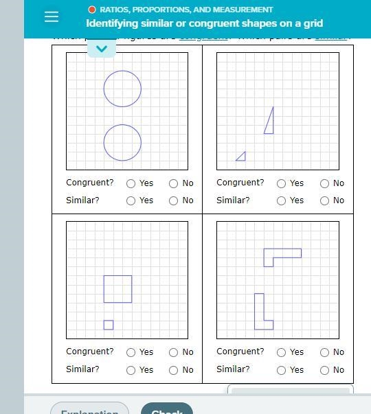 Which pairs of figures are congruent? Which pairs are similar?-example-1