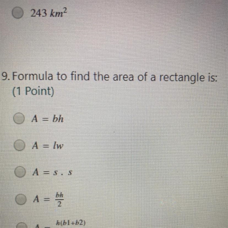 Formula to find the area of a rectangle is:-example-1