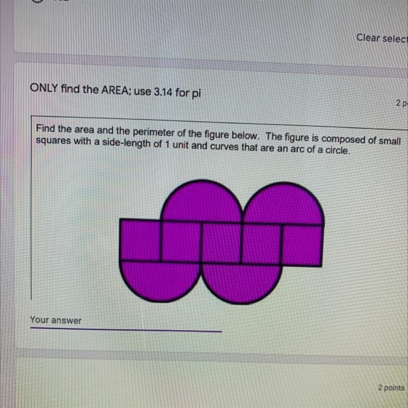 Find the area and the perimeter of the figure below. The figure is composed of small-example-1