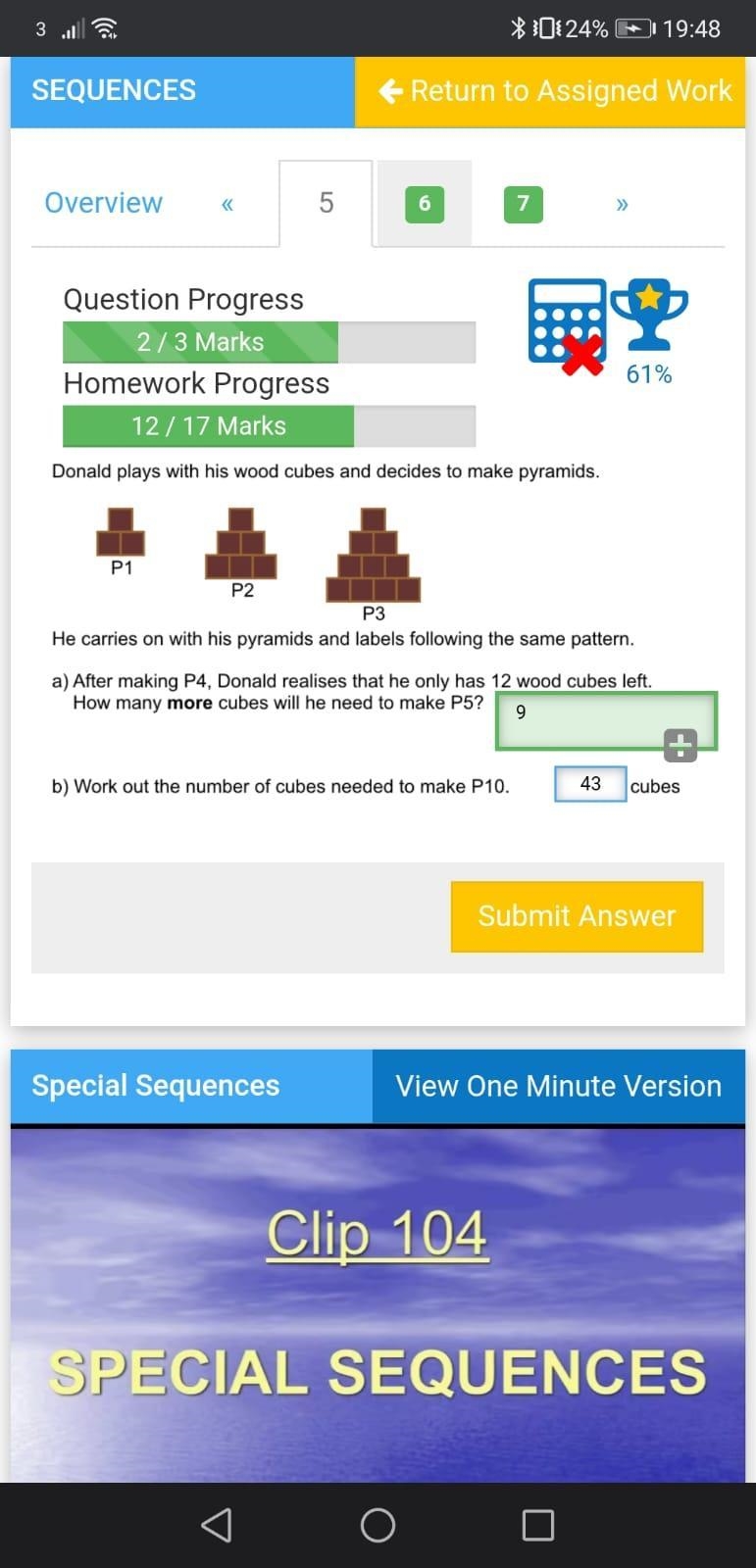 Donald plays with his wood cubes and decides to make a pyramid-example-1