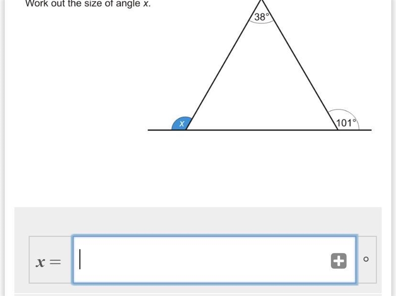 Work out the size of angle X-example-1