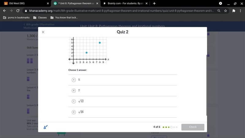 What is the distance between the following two points?-example-1